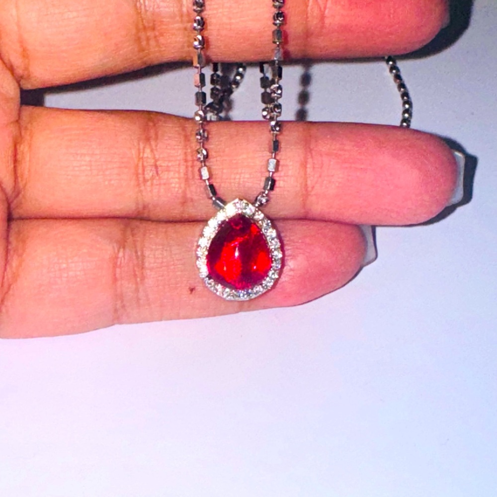 Genuine Ruby Gemstone VVS GRA Certified Diamond Urn Pendant for ashes, Cremation